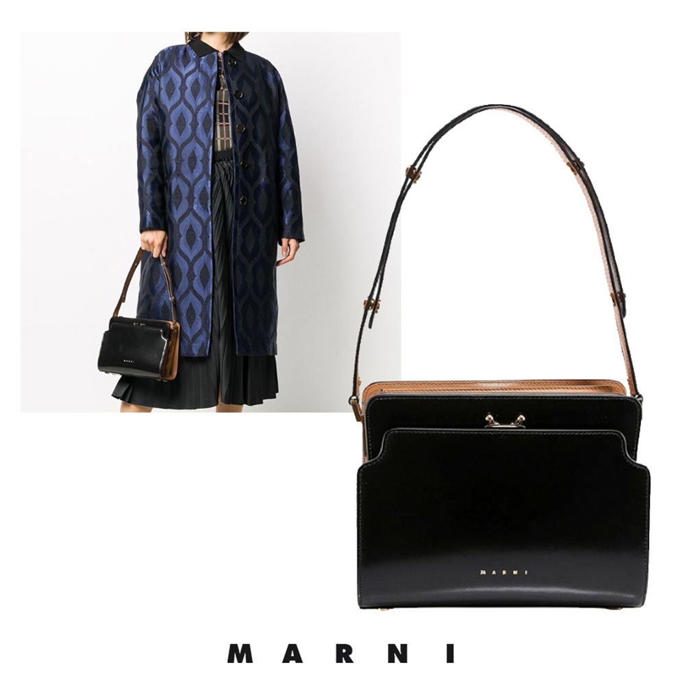 マルニ バッグ レディース マルニ MARNI ナッパ カーフスキン バッグ TRUNK REVERSE SBMP0057Q1 LV455 2way 定番 クラシック ハンド ショルダー レディース 肩掛け 斜めがけ ブラック 黒 ブラウン 本革 通年アイテム レザー イタリア製【送料無料】【楽天海外通販】【正規品】