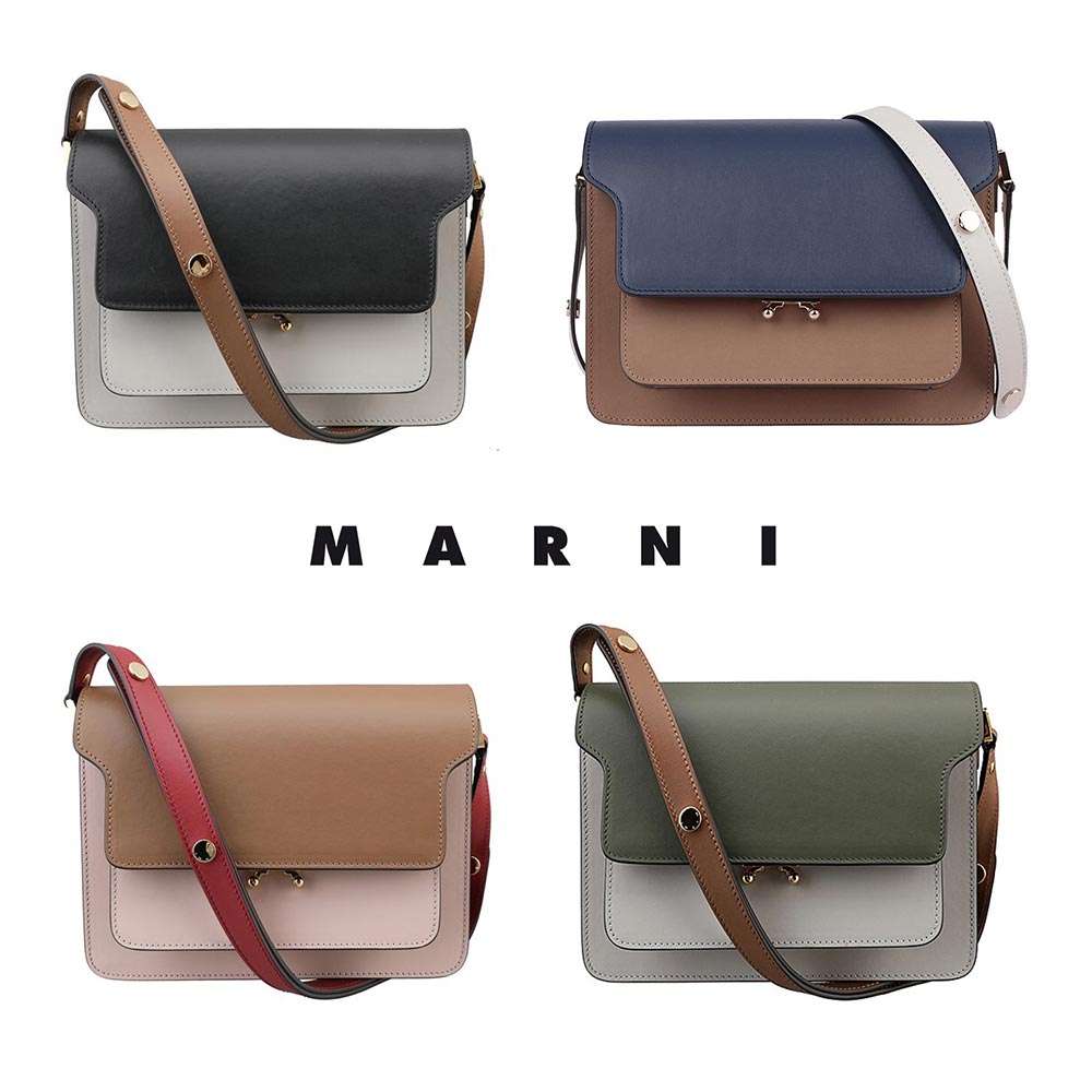 マルニ MARNI カーフスキン バッグ TRUNK ミディアム SBMPN09NO3 LV589 2way 定番 クラシック ハンド ショルダー レディース 肩掛け 斜めがけ クロス 黒 ネイビー ワイン 本革 通年アイテム レザー イタリア製【送料無料】【楽天海外通販】【正規品】