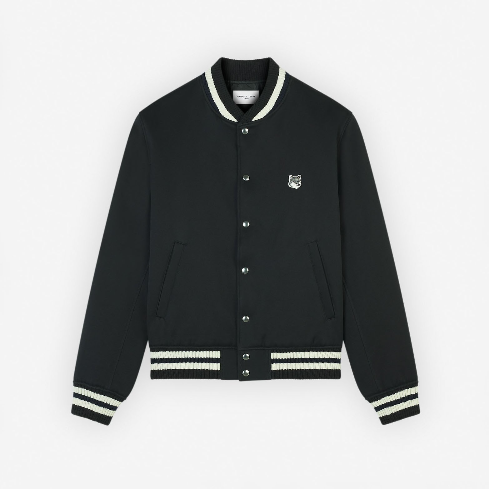 楽天BTNCMaison Kitsune｜メゾンキツネ グレー フォックスヘッド パッチ コットン サテン テディ ブルゾン LM02233WW0093 メンズファッション 【送料無料】【楽天海外通販】【正規品】