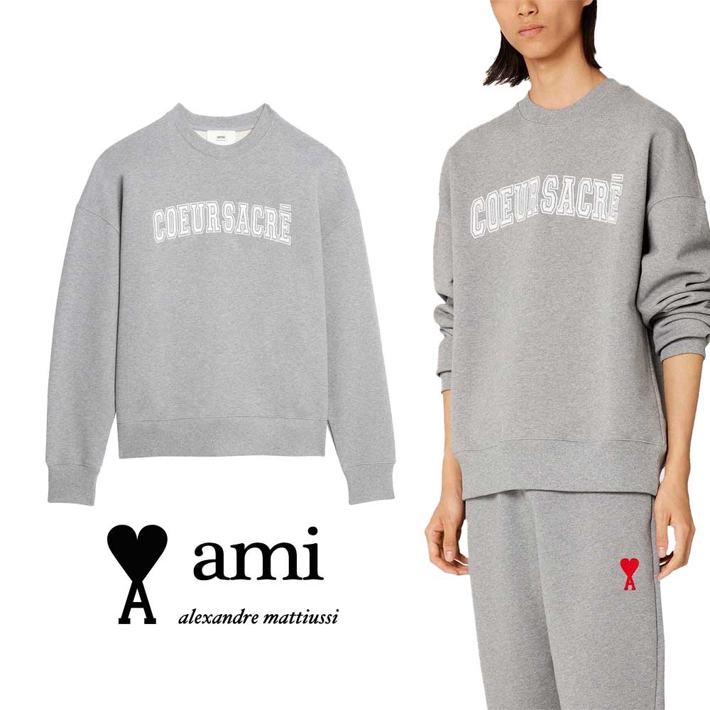 楽天BTNCAMI PARIS｜アミパリス Coeur Sacre ロゴ クルーネック スウェットシャツ USW009.747 男女兼用 メンズファッション レディースファッション【送料無料】【関税なし】【楽天海外通販】【正規品】