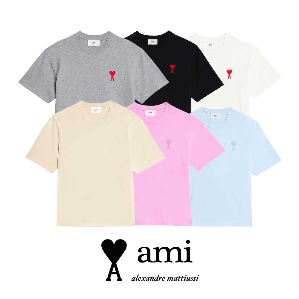 AMI PARIS｜アミパリ ハート ロゴ入り スタンダードフィット 半袖 Tシャツ UTS004.726 男女共用 ユニセックス【送料無料】【楽天海外通販】【正規品】