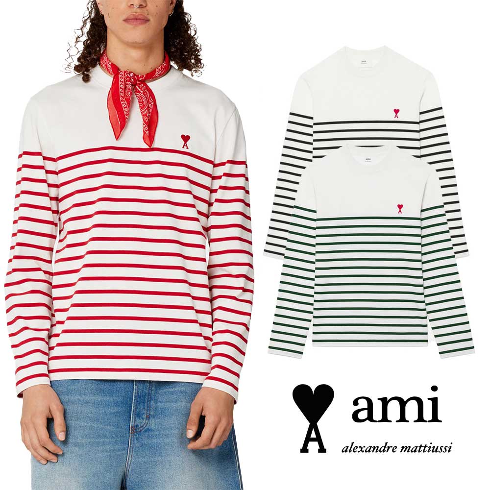 AMI PARIS｜アミパリス ブルトンストライプ Tシャツ ユニセックス UTS300.072