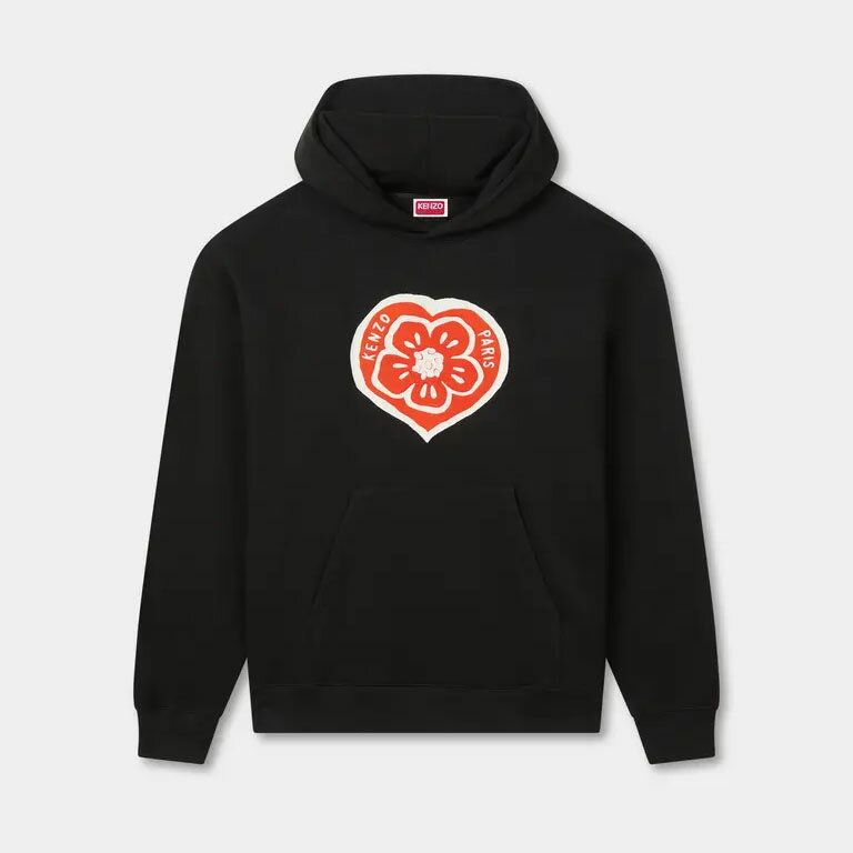 Rakuten - KENZO｜ケンゾー Boke Heart ボケハート フーディー プルオーバー パーカー メンズ オーバーサイズ コットン 刺繍ロゴ ブラック FG55HO4004MJ【送料無料】【関税なし】【楽天海外通販】【正規品】