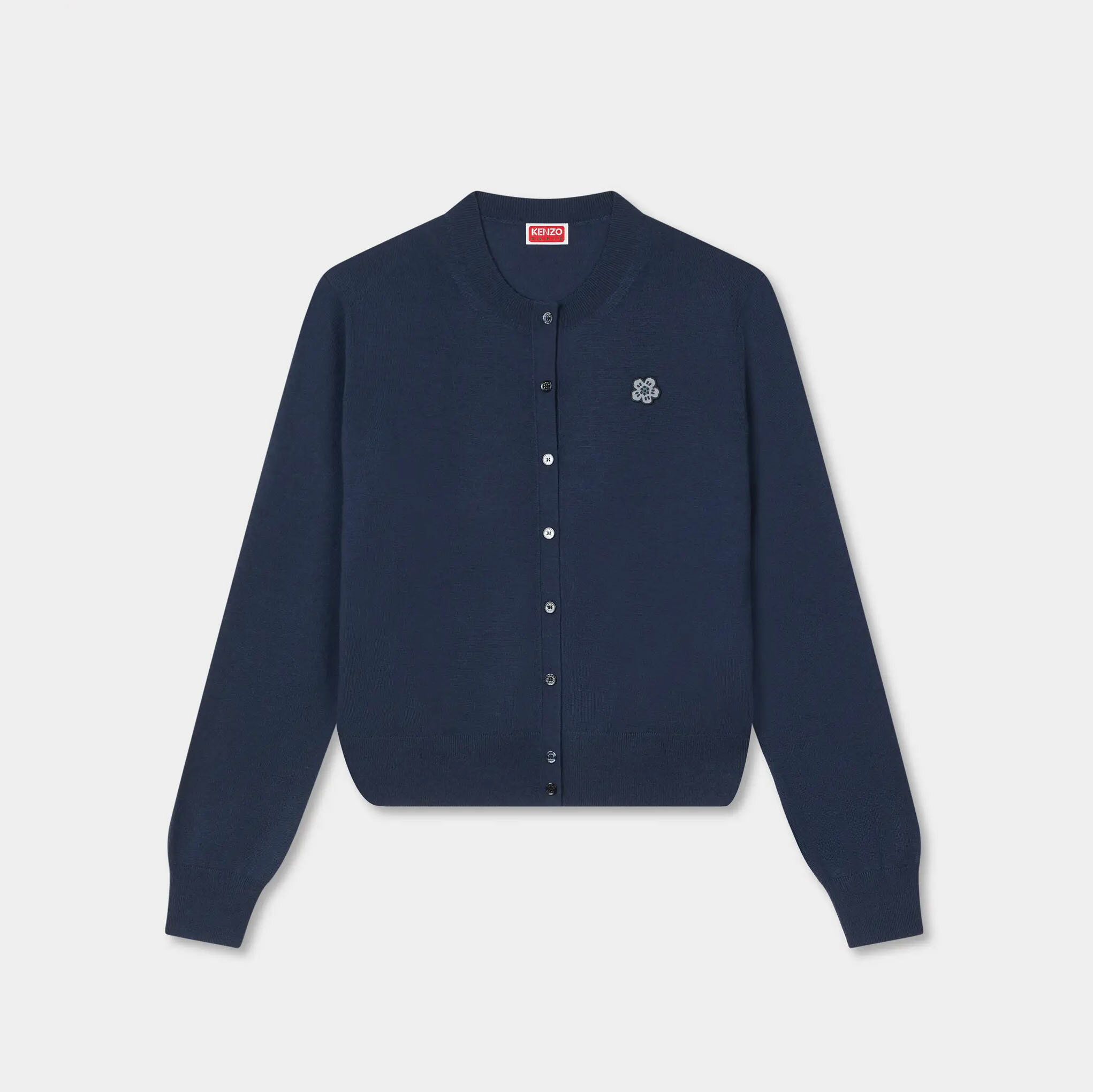 Rakuten - KENZO｜ケンゾー Boke Flower 刺繍 カーディガン FG52CA7293LB NAVY BLUE メリノウール100% メンズ トルコ製 クルーネック【送料無料】【関税なし】【楽天海外通販】【正規品】