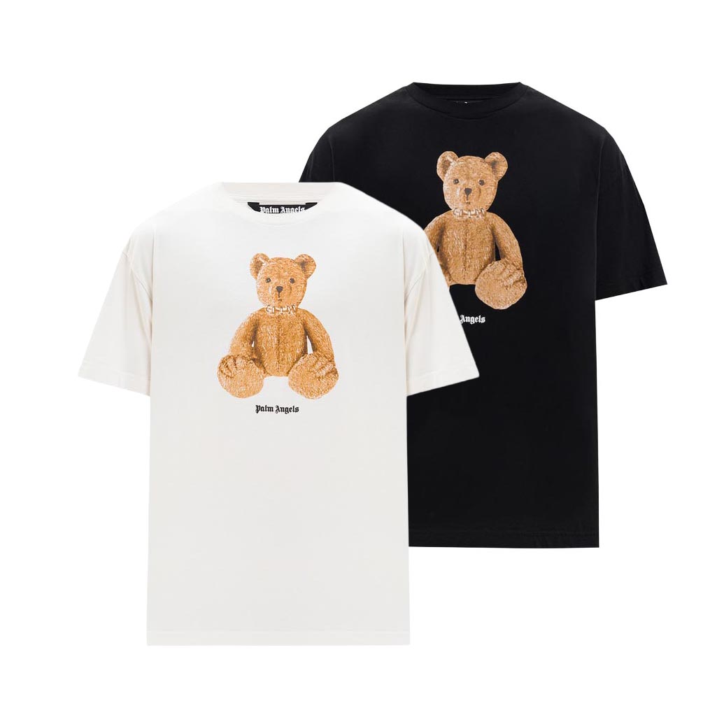 Rakuten - PALM ANGELS｜パームエンジェルス ベアプリント Tシャツ メンズ コットン 半袖 クルーネック ブラック ホワイト PMAA109S26JER00A【送料無料】【楽天海外通販】【正規品】