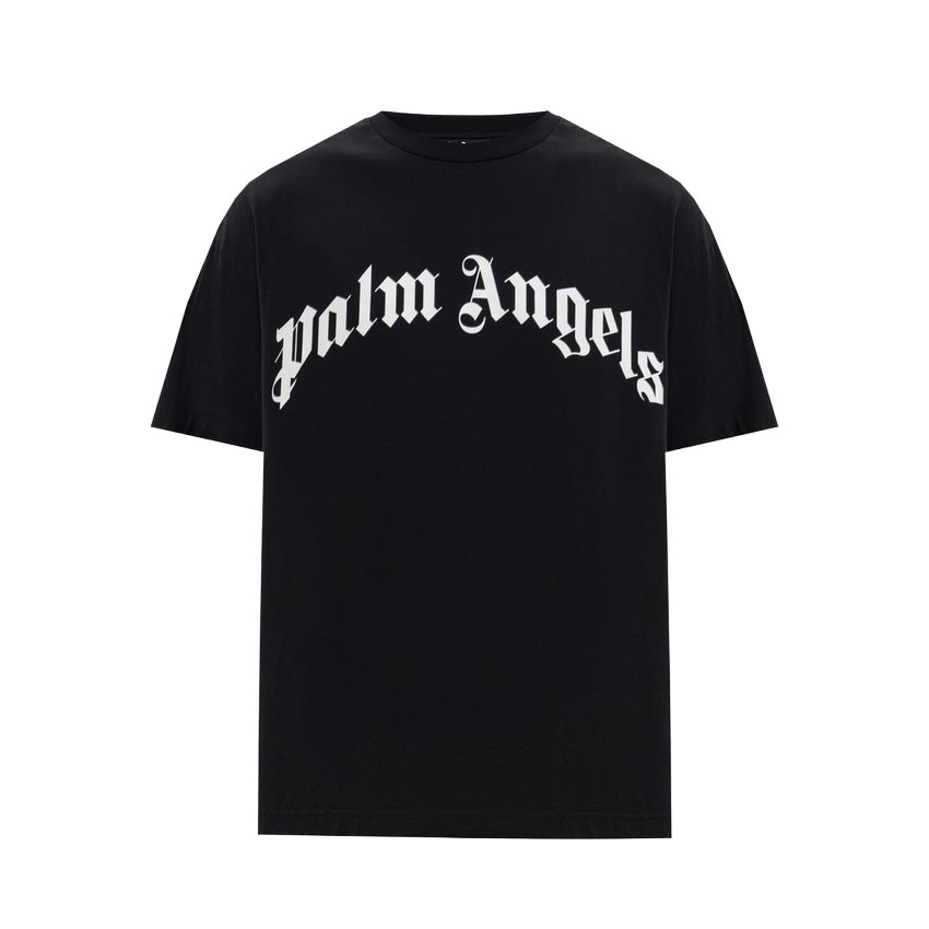 Rakuten - PALM ANGELS｜パームエンジェルス CURVED LOGO Tシャツ メンズ コットン 半袖 クルーネック ブラック PMAA109S26JER00G【送料無料】【楽天海外通販】【正規品】
