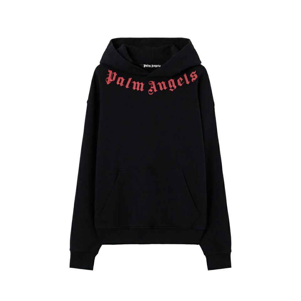 乐天商城 - PALM ANGELS｜パームエンジェルス フーディー メンズ ネックロゴ パーカー コットン カンガルーポケット ブラック PMBB17DS26FLE007【送料無料】【楽天海外通販】【正規品】