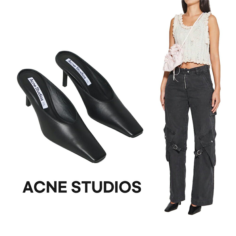 ACNE STUDIOS｜アクネストゥディオズ レディース ヒール レザー ミュール ブラック FN-WN-SHOE000600 靴 セレブファッション ハイヒール【送料無料】【関税なし】【楽天海外通販】【正規品】