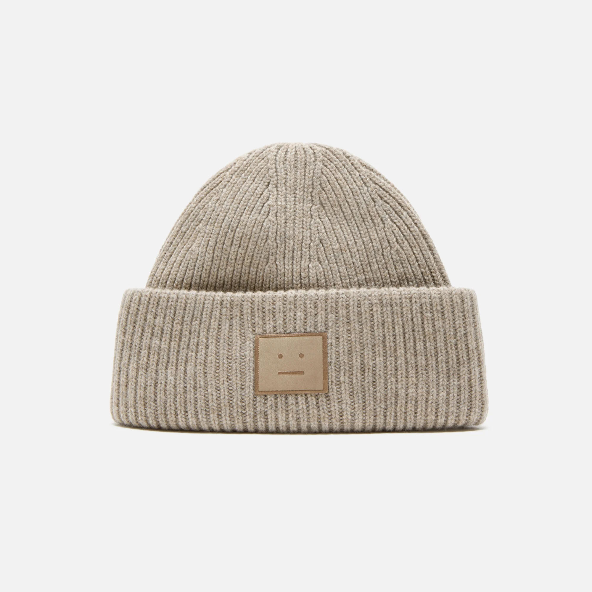 アクネストゥディオズ ACNE STUDIOS Large Face ロゴ ビーニー ヤク混 リブニット ...
