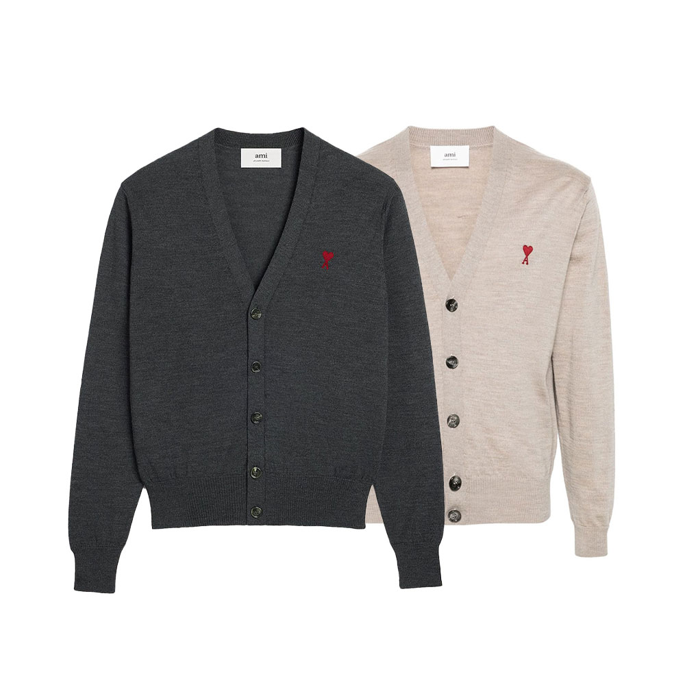 楽天BTNCAMI PARIS｜アミパリ AMI DE COEUR メリノウール カーディガン HKC111.KN0025 CARDIGAN WITH EMBROIDERY メンズファッション 秋 冬【送料無料】【楽天海外通販】【正規品】