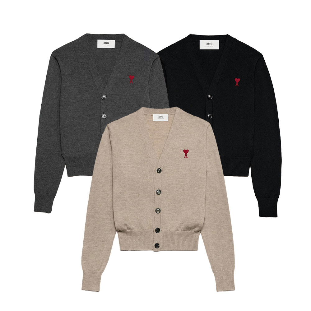 楽天BTNCAMI PARIS｜アミパリ メリノウール カーディガン FKC111.KN0025 RED AMI DE COEUR CARDIGAN レディース ファッション 秋 冬【送料無料】【楽天海外通販】【正規品】