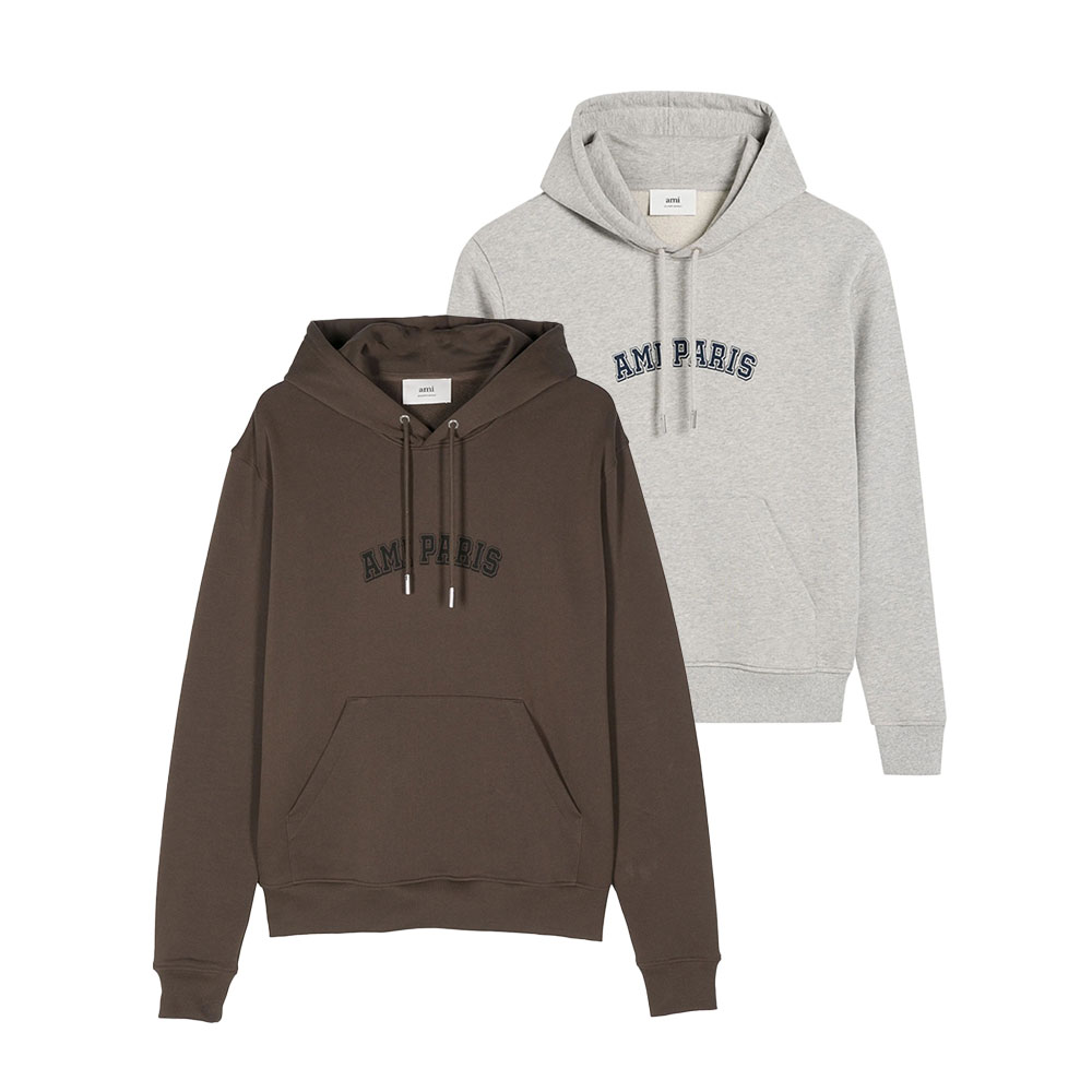 AMI PARIS|アミパリ ロゴ入り コットン フード パーカ USW247.730 ユニセックス プルオーバー スウェット ロゴ カジュアル シンプル 長袖...