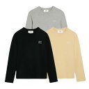 AMI PARIS|アミパリ 男女兼用 ロゴ入り コットン Tシャツ UTS224.726 ユニセックス 長袖 クルーネック シンプル カジュアル 春 夏 刺繍...