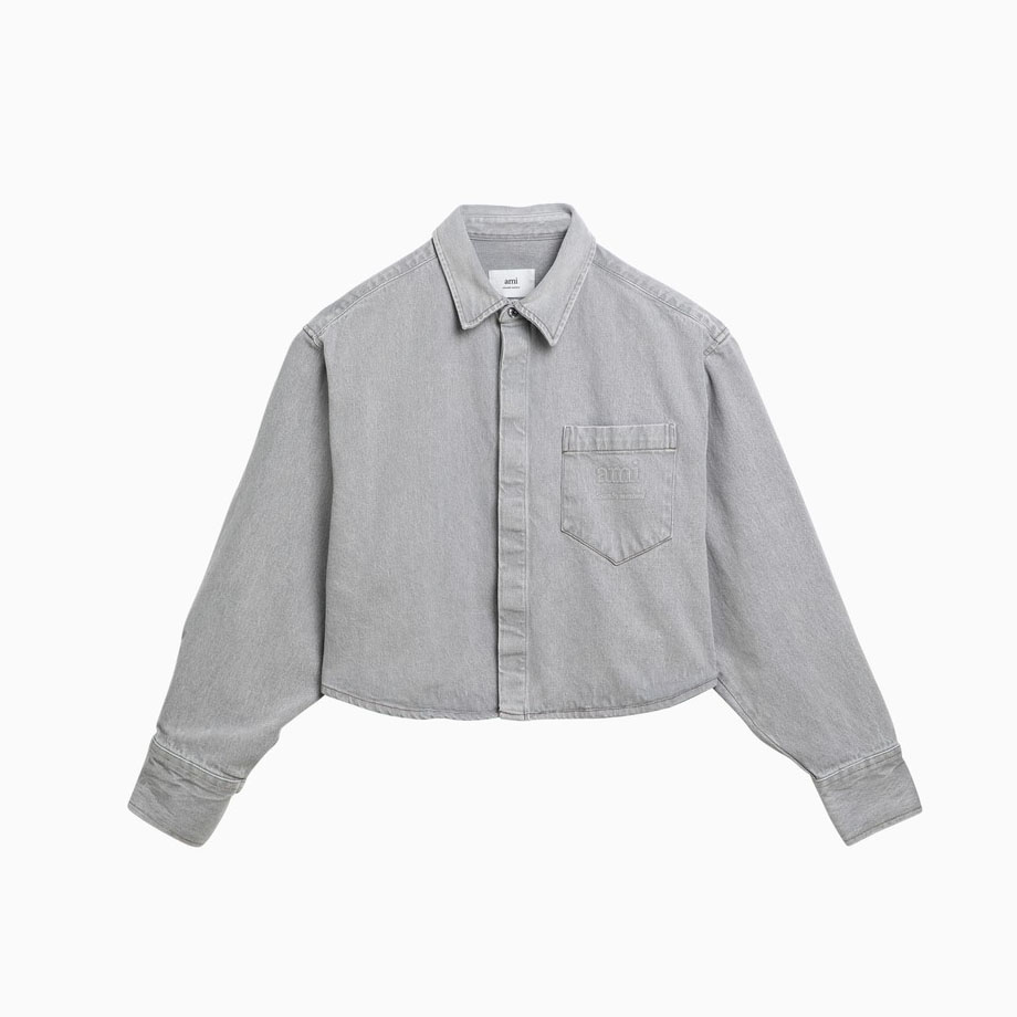 Rakuten - AMI PARIS｜アミパリ レディース デニム シャツ FSH134.DE0028 DENIM SHIRT【送料無料】【楽天海外通販】【正規品】