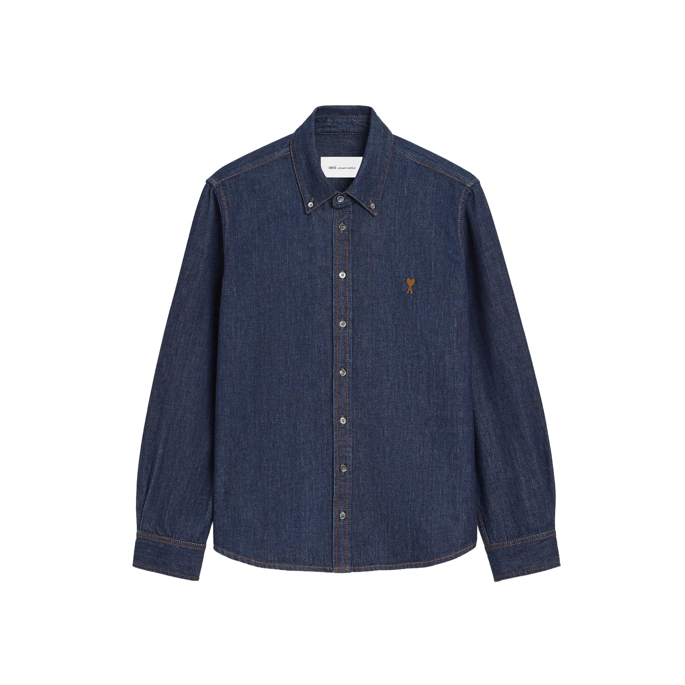 AMI PARIS｜アミパリ デニム ボタンダウン シャツ メンズ レディース Ami de Coeur 刺繍 ライトインディゴ コットン デニムシャツ 402 INDIGO USH786 DE0123 ポルトガル製【送料無料】【楽天海外通販】【正規品】