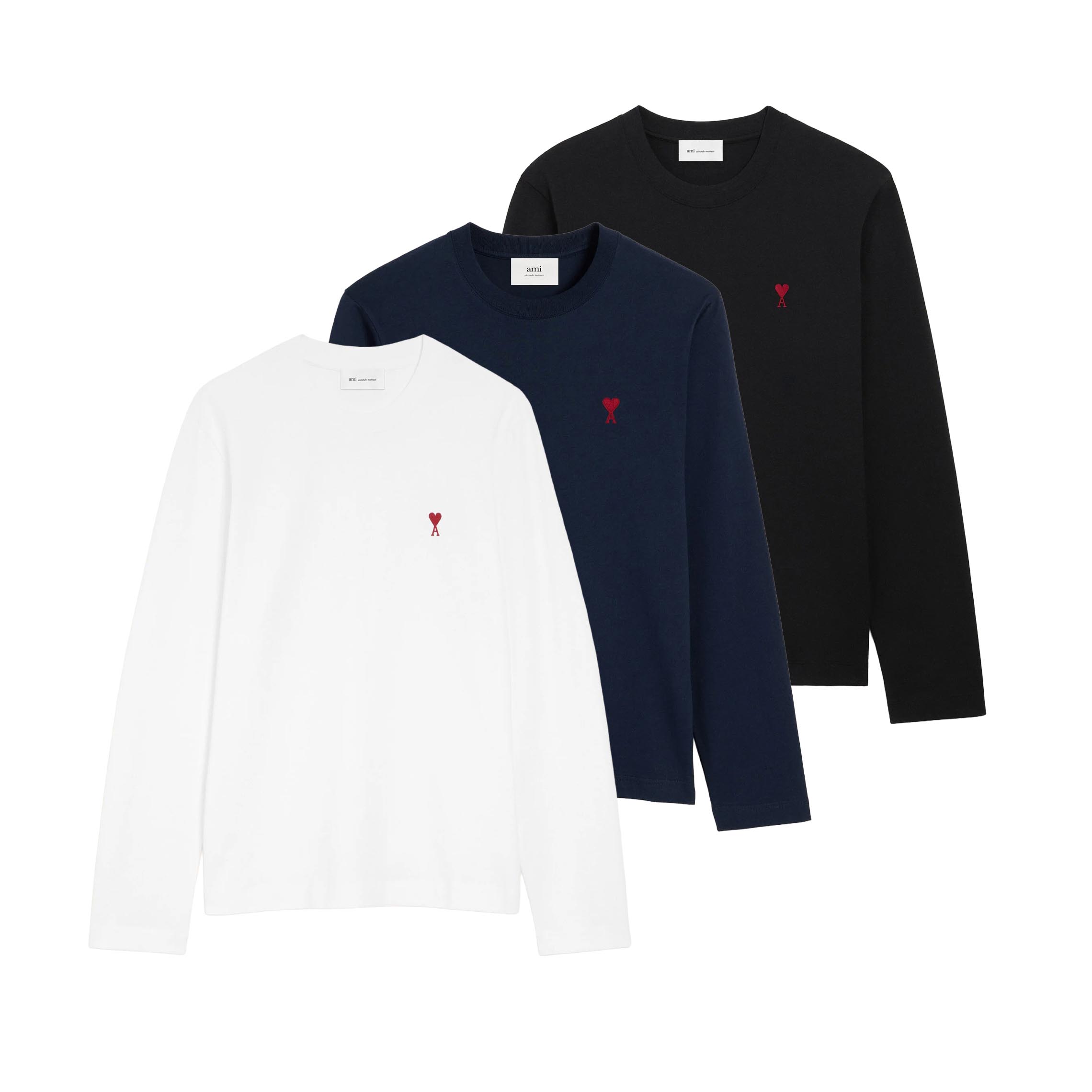 Rakuten - AMI PARIS｜アミパリ ロングスリーブ Tシャツ メンズ レディース Ami de Coeur 刺繍 オーガニックコットン 長袖 カットソー BFUTS235.724【送料無料】【楽天海外通販】【正規品】