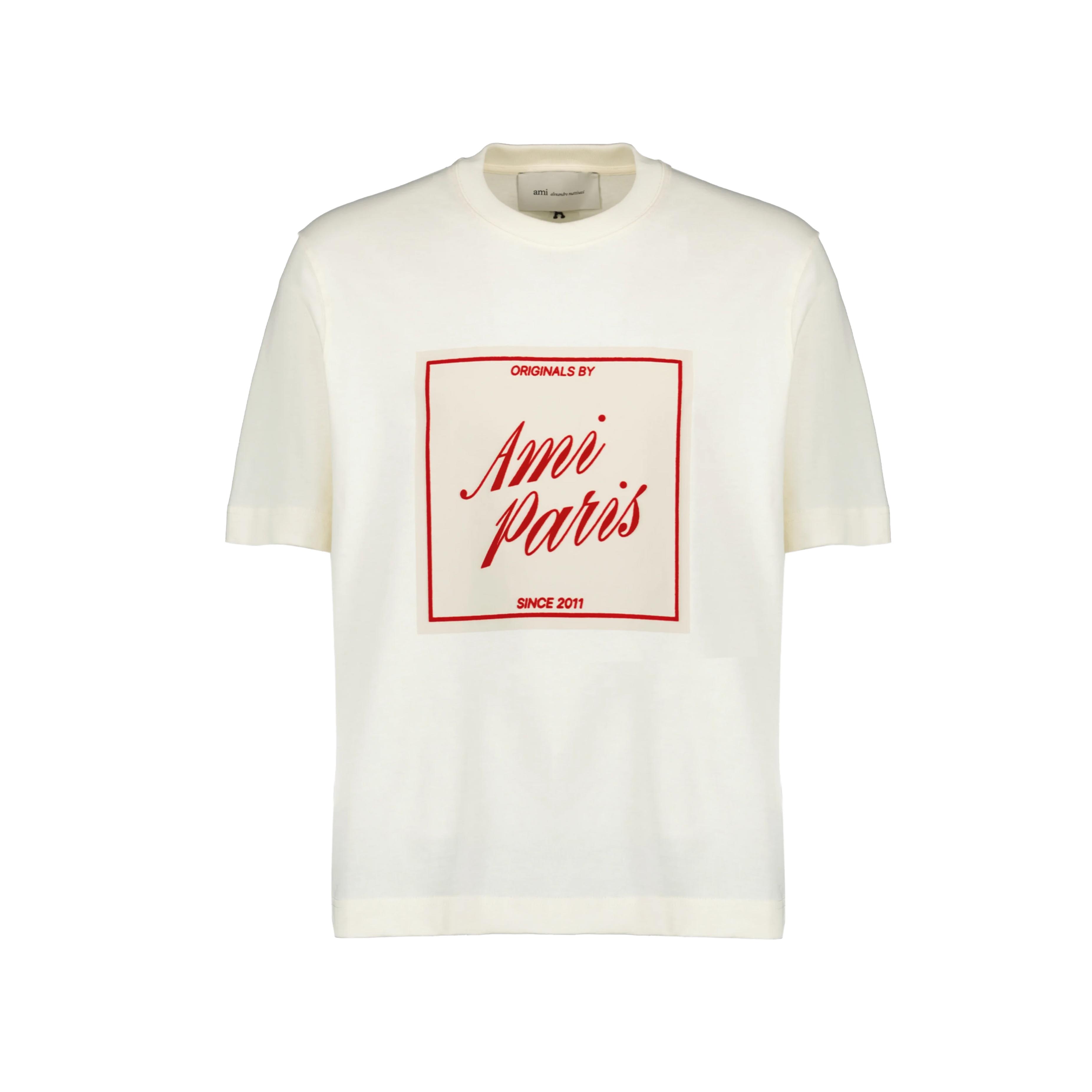 Rakuten - AMI PARIS｜アミパリ 半袖 Tシャツ メンズ レディース シグネチャープリント ボクシーフィット コットン カットソー UTS385.726【送料無料】【楽天海外通販】【正規品】