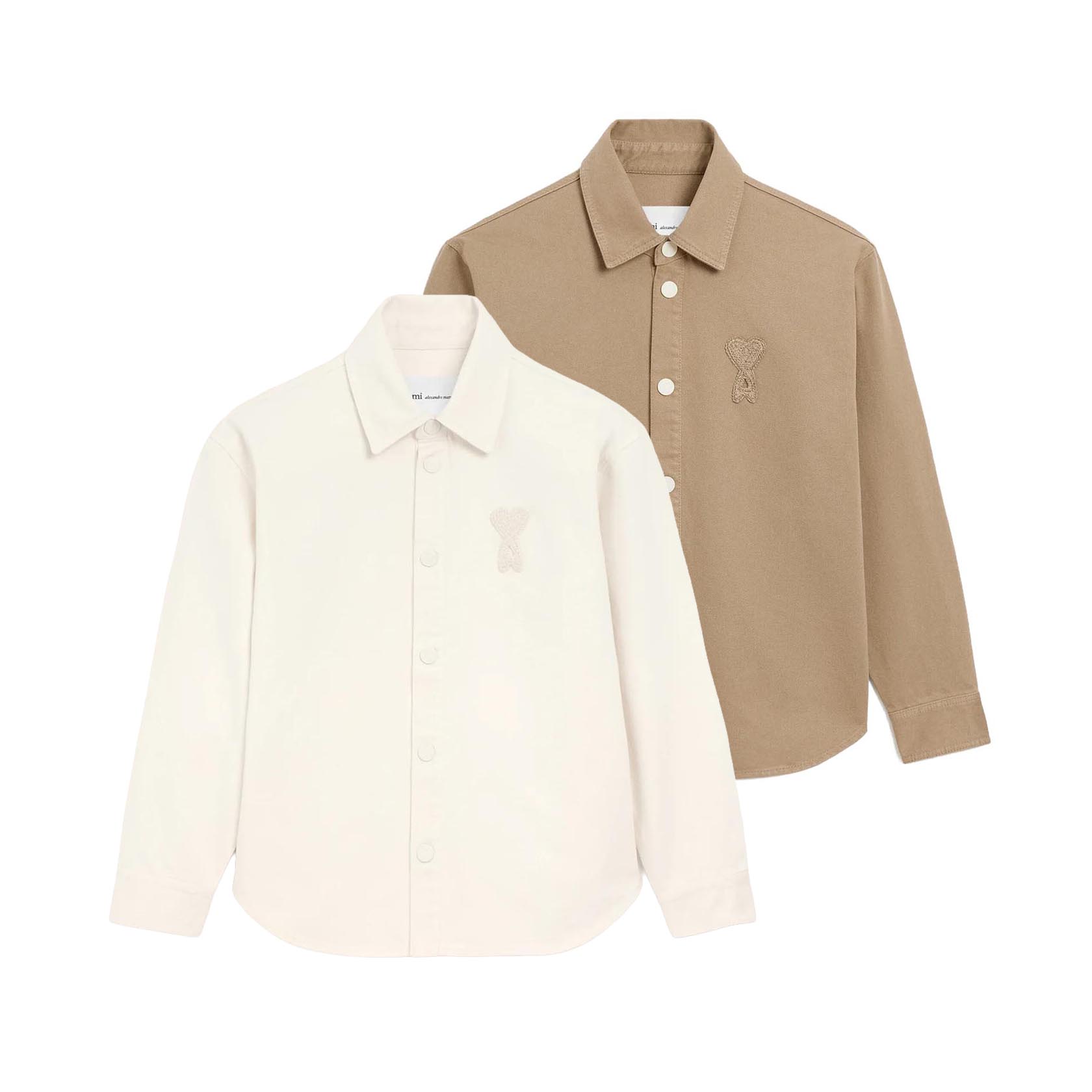 Rakuten - AMI PARIS｜アミパリス オーバーシャツ メンズ レディース ユニセックス Ami De Coeur コットン シャツジャケット ホワイト ベージュ UJK897.DE0126【送料無料】【楽天海外通販】【正規品】