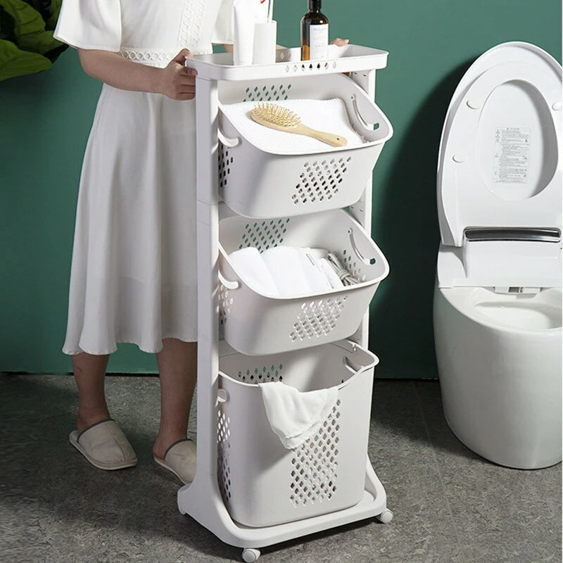 Rakuten - 汚れた衣類バスケット家庭用バスルームバスルームプラスチック大型多層衣類バスケット収納バスケットランドリーバスケット衣類バスケット