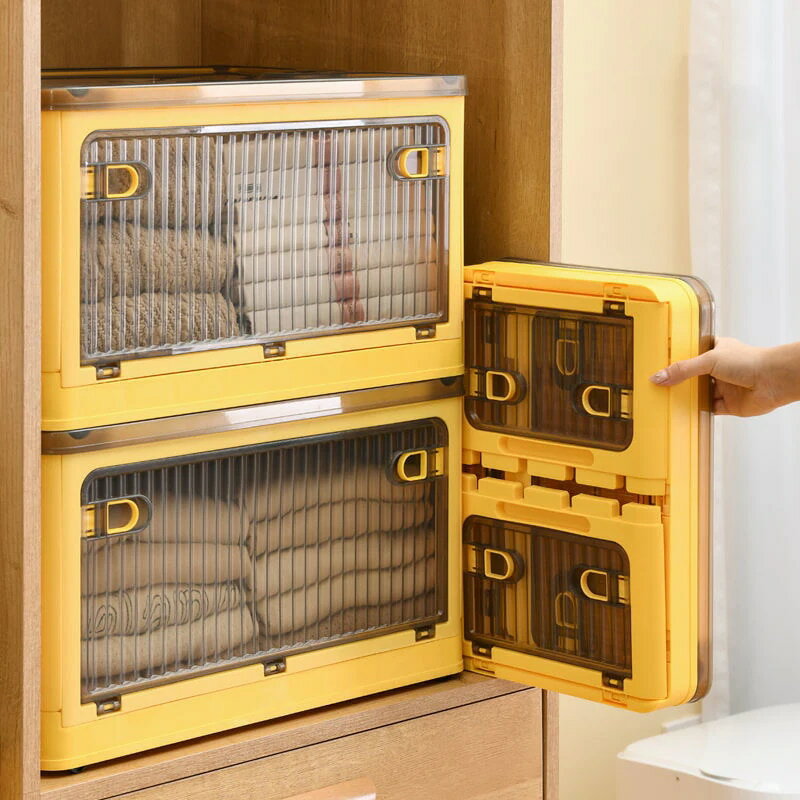 Wall Furniture - ックス 折りたたみ可能 厚手 マルチオープン 収納ケース 家庭用 衣類収納 透明 整理ボックス