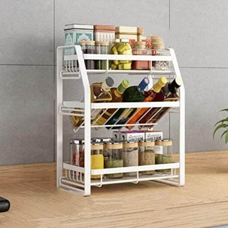 Rakuten - キッチン調味料ラック カウンタートップ収納ラック 多機能ボトルラック 壁掛け 釘不要 調味料調味料ラック フリーパンチングデザイン
