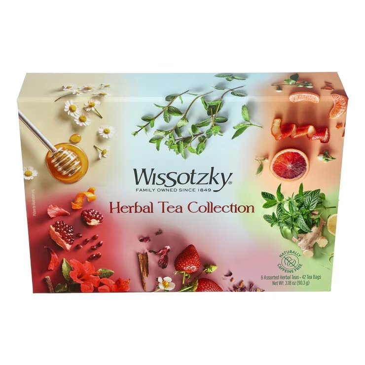 WISSOTZKY ハーブティー カジュアルギフトボックス 6種×7バッグ 42個入り カフェインフリー 個包装 ティーバッグ 紅茶 ハーブティー アソート ギフト プレゼント ホット アイス コストコ