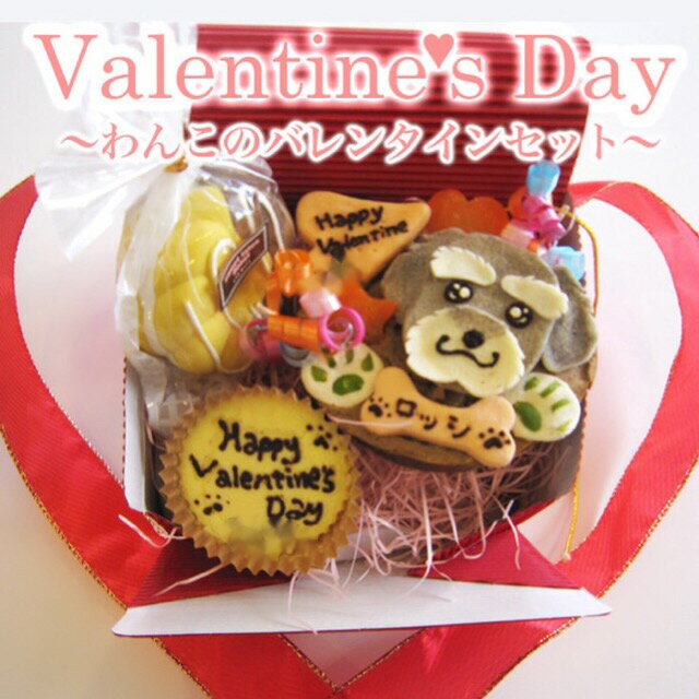 【2月のケーキ】バレンタイン似顔絵 犬用 ケーキセット♪9cm似顔絵ケーキ・プチチーズケーキ・おもちゃ付(犬、ケーキ、バレンタイン)お届けは1月31日以降になります