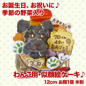 似顔絵ケーキ♪米粉使用12cm 顔1個（お誕生日ケーキ　ワンコケーキ　犬用ケーキ　犬の誕生日　犬のおやつ　犬ケーキ　犬のお祝い　犬のプレゼント　手作り　プレゼント　似顔絵　ペット　バースデーケーキ　インスタ映え）12/15〜24日のお届け不可