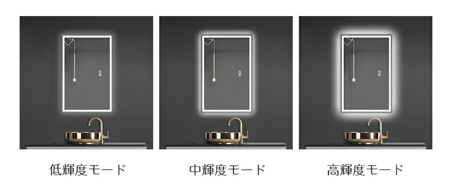 鏡LEDミラー洗面鏡【全品P3倍★今夜21時~6/30迄!!】ウォールミラー小型調光・調色可能曇り止め機能省エネ防水加工おしゃれ洗面所リビング飛散防止フィルム横縦両用40*60cm一人暮らし新生活送料無料