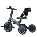 子供用三輪車 5in1 (マットグリーン) 自転車 オリジナル 押し棒付き 安全バー付き キックボード カップホルダー ベル バッグ付き