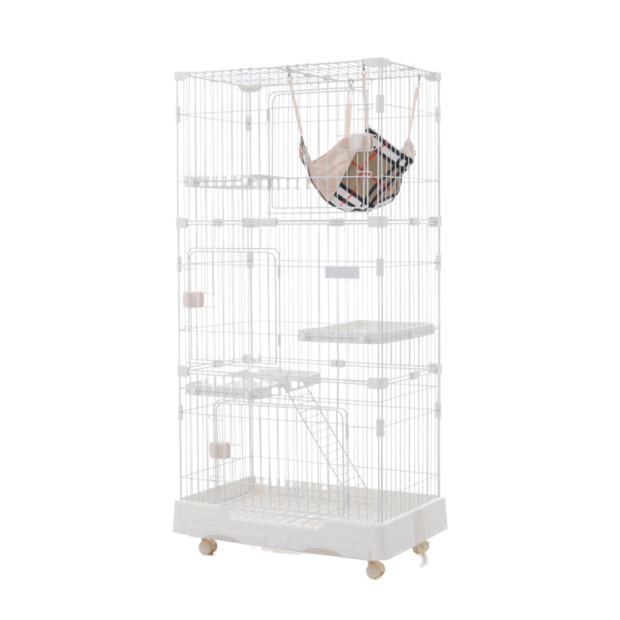 【年末15%OFF！DEAL10%】猫 ケージ キャットケージ ペットケージ キャスター付 猫ゲージ 大型 多頭飼い ネコドア キャットハウス 1段2段3段可能 留守番 保護 脱走防止 おしゃれ (3段,グレー)