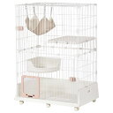 \62%OFF!+P2倍/SS開始24時間限定★猫 ケージ キャットケージ 2段 ペットケージ キャスター付 猫ゲージ 大型 多頭飼い ネコドア キャットハウス 1段2段可能 留守番 保護 脱走防止 おしゃれ (2段, ピンク)