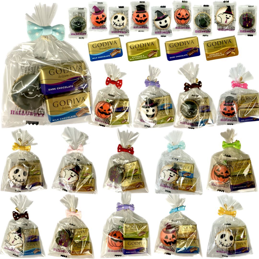 プチギフト gift301 ハロウィンクラッカー GODIVA チョコレート ナポリタン 個包装 15袋 ゴディバ ラッピング お菓子 ばらまき 大量 パーティー ノベルティー こども ハッピー ハロウィン かぼちゃ　おばけのサムネイル