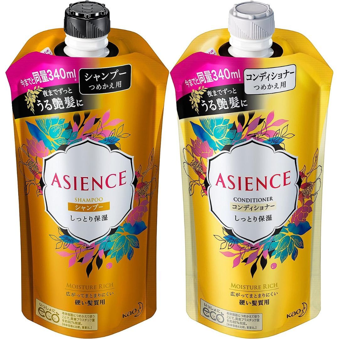 ASIENCE アジエンス しっとり保湿 シャンプー 340ml コンデショナー 340ml セット 詰め替え