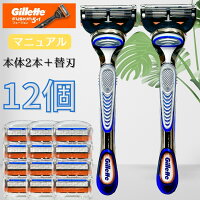 Gillette ジレット フュージョン 5+1 マニュアル 正規品 本体 2本 + 替刃 12個付 ...