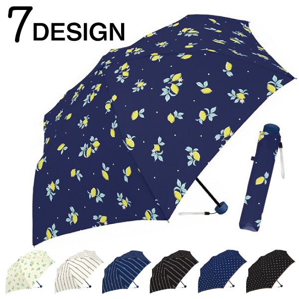 【折傘 ・ 雨傘】7DESIGN 折りたたみ傘 傘 収納ポーチ付 かさ 折り畳み式 折り畳み傘 メンズ レディース 男女兼用 軽量 シンプル 総柄 雨 折傘 梅雨 折畳み 折畳 折り畳み レモン柄 レモン ドット ストライプ 安い クラックス CRUXのサムネイル