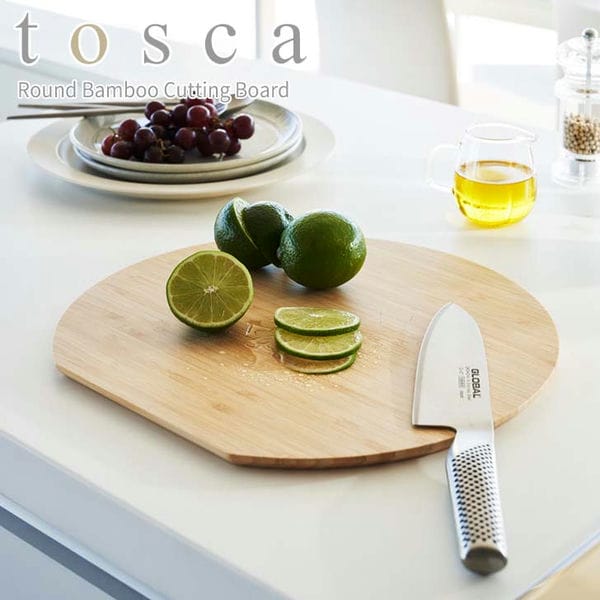 tosca《 まな板 トスカ 》丸型 カッティングボード プレート まないた 丸 ナチュラル 皿 丸型 円型 30cm 両面 薄い 料理 調理 プレート おしゃれ 軽い キッチン 竹製 バンブー 半月 キッチンツール 調理道具 薄型 裏表 3696 山崎実業 トスカシリーズ YAMAZAKI （NXT）のサムネイル