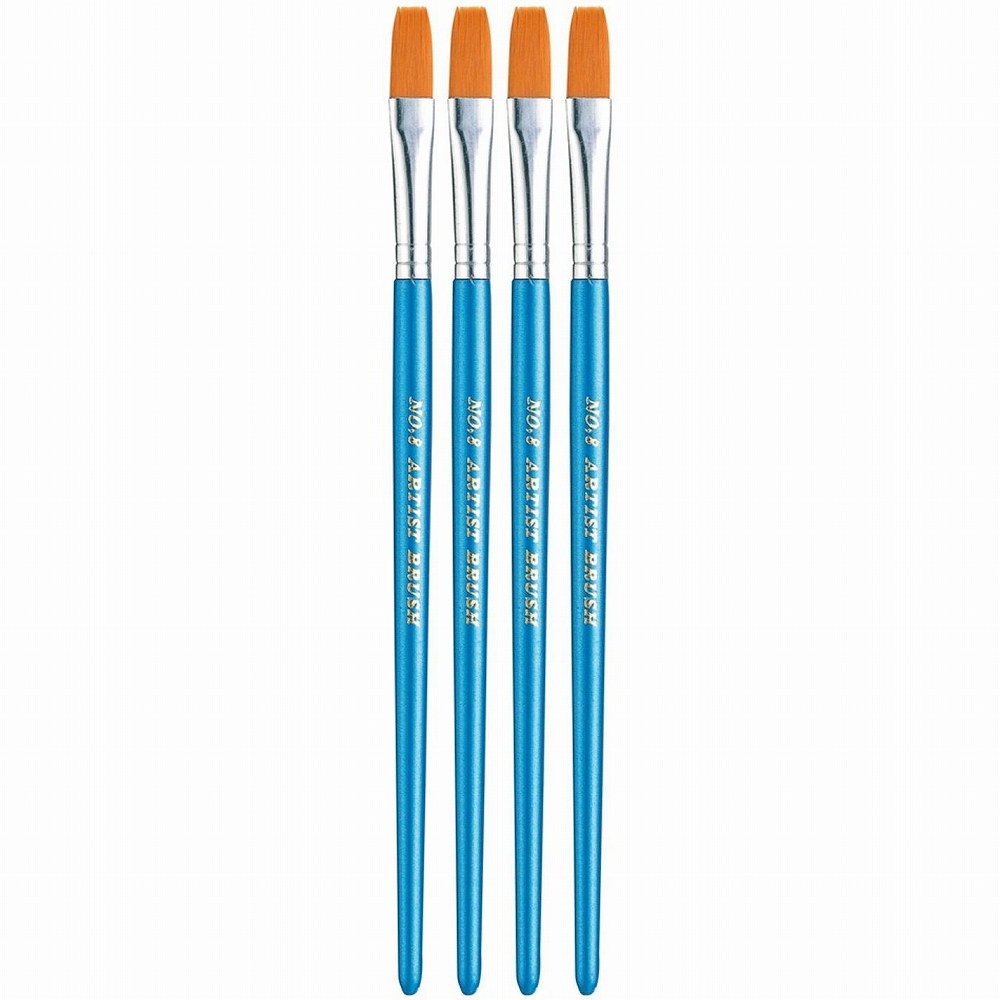 大塚刷毛製造 マルテーナイロン画筆 8号 平型 4個セット