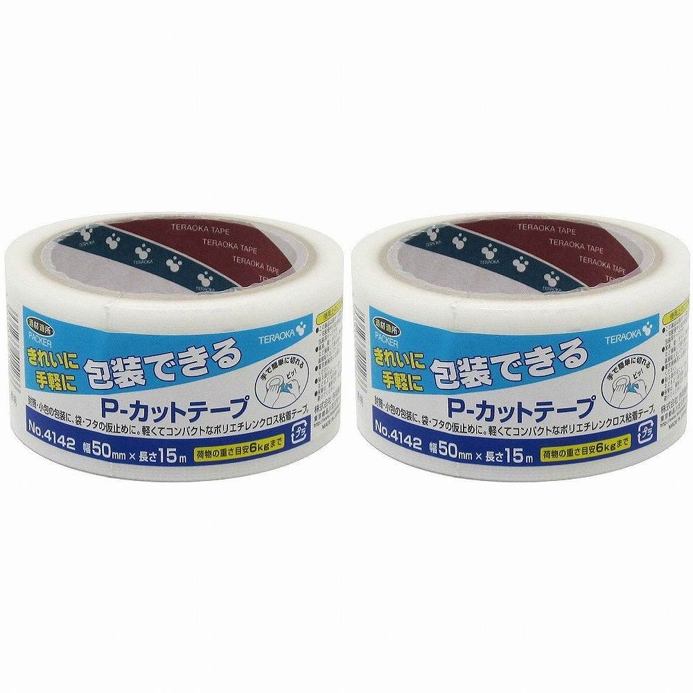 TERAOKA　P−カットテープ　NO．4142　50mm×15M　透明 2個セット
