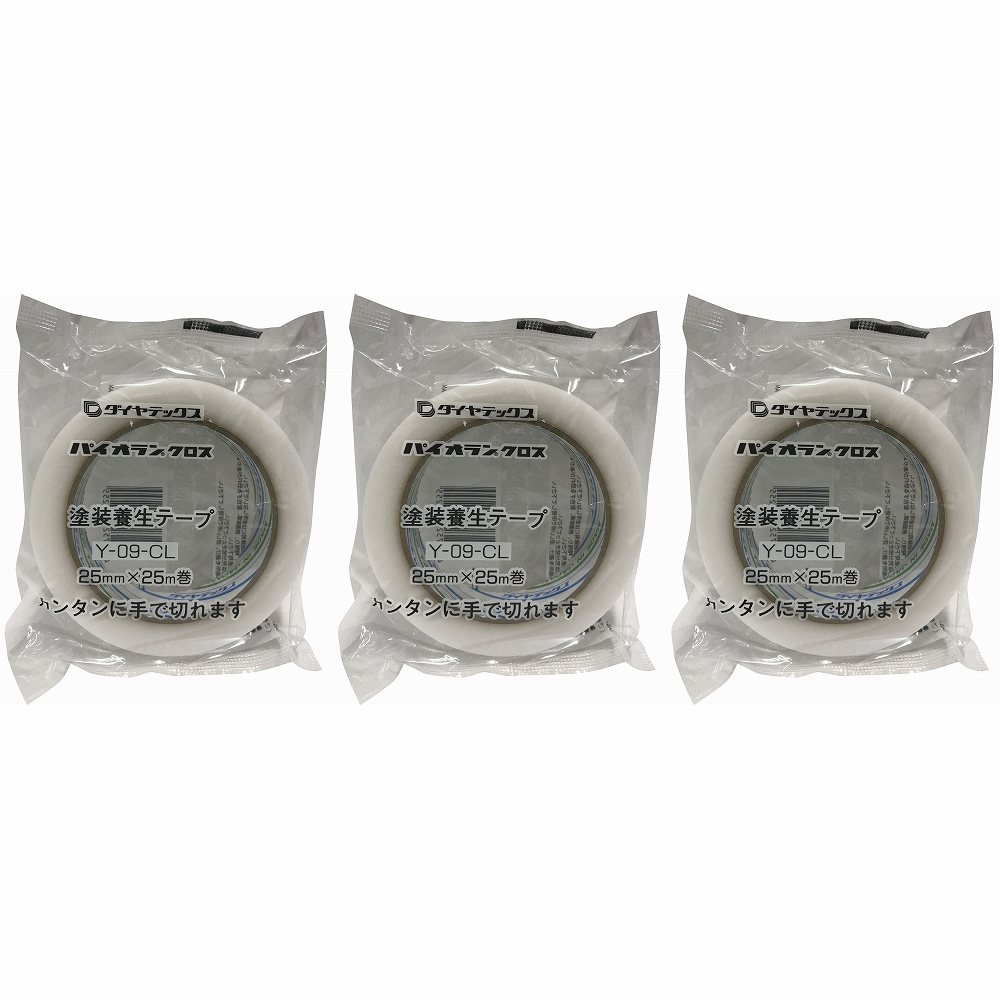 パイオラン　塗装養生用テープ　25mmx25m　クリア 3個セット