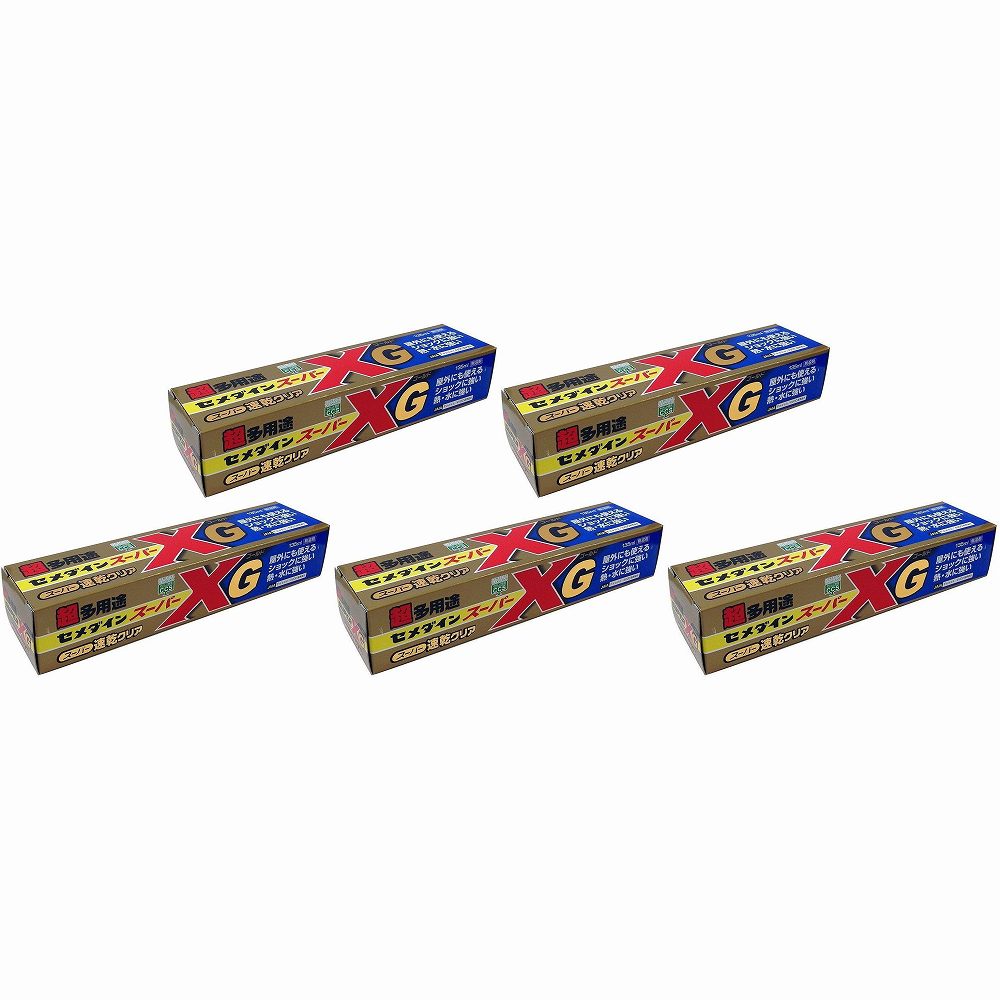 セメダイン - 超多用途 接着剤スーパーXゴールド 高透明度 速硬化タイプ 透明(135ml) - AX-015 特長 ●かつてない硬化スピードと透明度です。●接着スピードが速く透明度が高いので趣味や手芸、補修に幅広くご利用頂けます。●超多用途タイプですから、様々な素材の組み合わせの接着も出来ます。●熱・水・ショックに強い弾性接着剤で屋内外・凹凸面も効果を発揮します。●いやなニオイの少ない、安心無溶剤タイプ。●環境安全性に配慮した接着剤です。 仕様 ●?主?成?分?：?変?成?シ?リ?コ?ー?ン?、?ア?ク?リ?ル?樹?脂 ご注意 ●用途以外に使用しない。セメダイン - 超多用途 接着剤スーパーXゴールド 高透明度 速硬化タイプ 透明(135ml) - AX-015 特長 ●かつてない硬化スピードと透明度です。●接着スピードが速く透明度が高いので趣味や手芸、補修に幅広くご利用頂けます。●超多用途タイプですから、様々な素材の組み合わせの接着も出来ます。●熱・水・ショックに強い弾性接着剤で屋内外・凹凸面も効果を発揮します。●いやなニオイの少ない、安心無溶剤タイプ。●環境安全性に配慮した接着剤です。 仕様 ●?主?成?分?：?変?成?シ?リ?コ?ー?ン?、?ア?ク?リ?ル?樹?脂 ご注意 ●用途以外に使用しない。