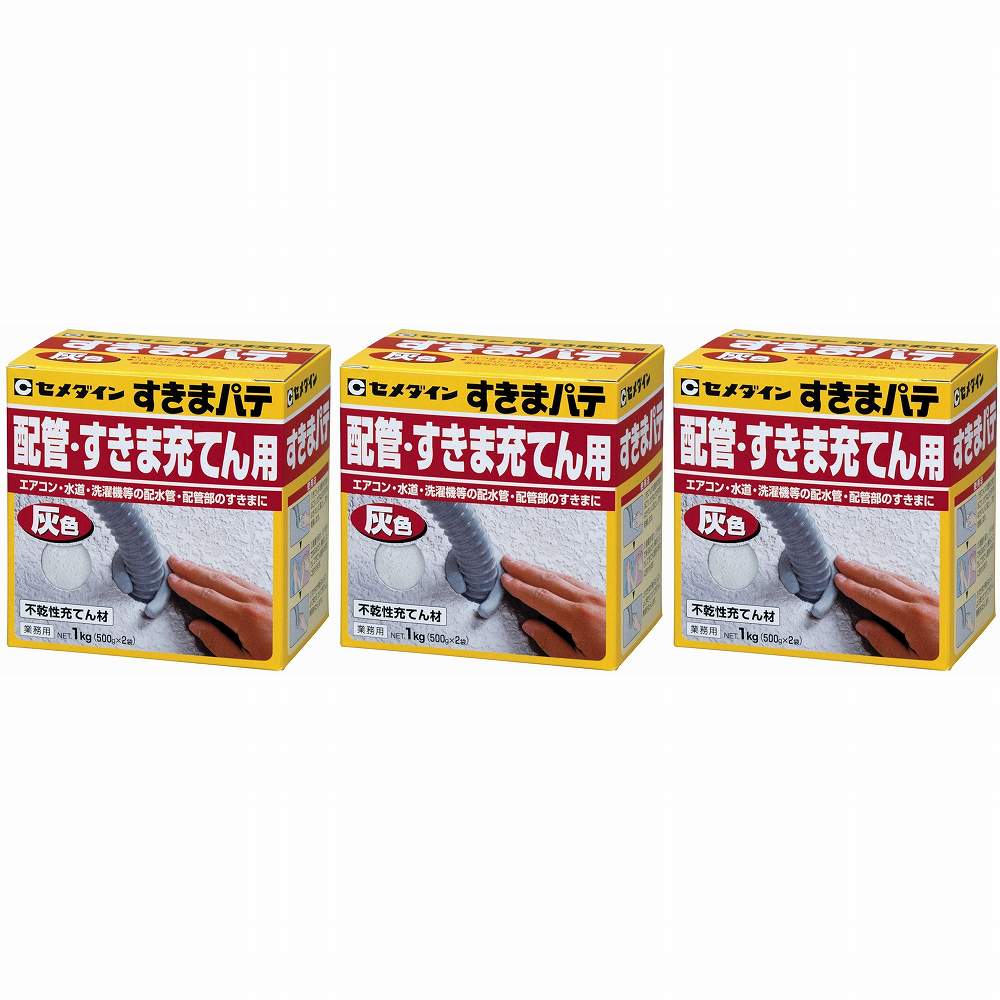 セメダイン - 配管・すきま充てん用 すきまパテ 灰(1kg) - HC-160 3個セット