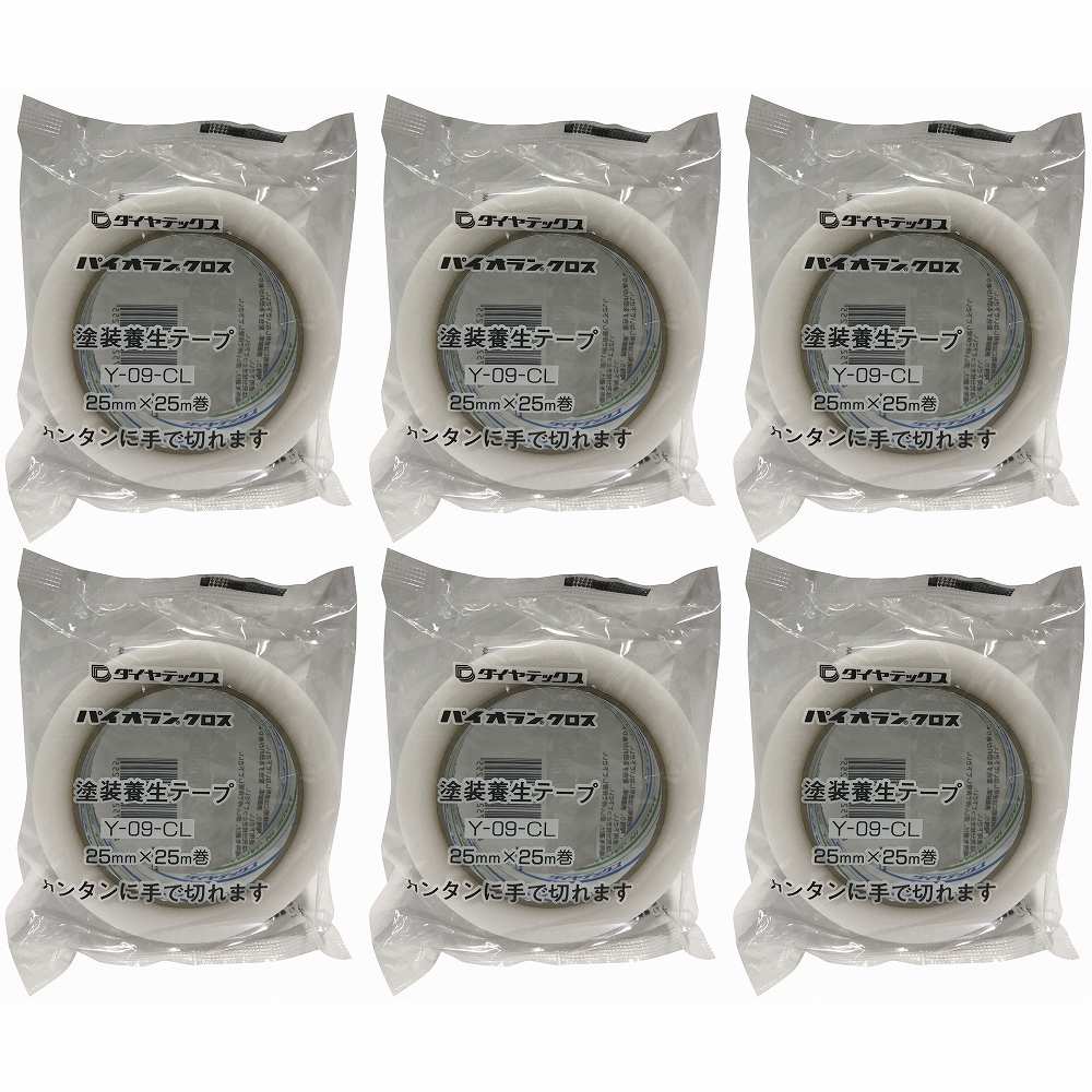 パイオラン　塗装養生用テープ　25mmx25m　クリア 6個セット