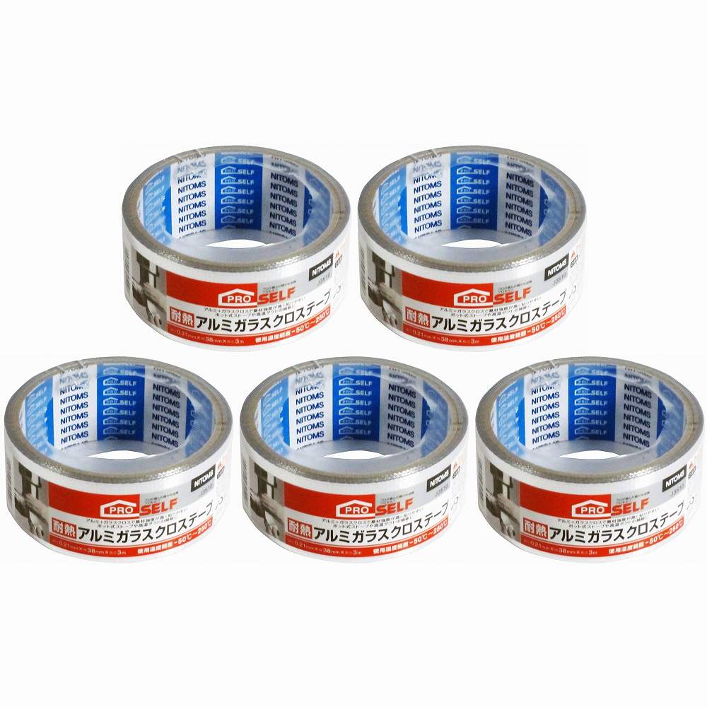 ニトムズ - 耐熱アルミガラスクロステープ(0.21mm×38mm×3m) - J3510 特長 ●耐熱性に優れたシリコーン系粘着剤、5050℃で使用可能。●強度があり貼りやすいアルミガラスクロスタイプ。●粗面にも良くなじみ、引張り強度にも優れます。●ポット式ストーブや高温ダクトの補修に。 仕様 ●基材：ガラスクロスアルミ箔 ●粘着剤：シリコーン系粘着剤 ご注意 ●用途以外には使用しないで下さい。●目立たない箇所であらかじめ試してからご使用ください。●幼児の手の届くところに置かないでください。●注意事項を必ずお読み下さい。ニトムズ - 耐熱アルミガラスクロステープ(0.21mm×38mm×3m) - J3510 特長 ●耐熱性に優れたシリコーン系粘着剤、5050℃で使用可能。●強度があり貼りやすいアルミガラスクロスタイプ。●粗面にも良くなじみ、引張り強度にも優れます。●ポット式ストーブや高温ダクトの補修に。 仕様 ●基材：ガラスクロスアルミ箔 ●粘着剤：シリコーン系粘着剤 ご注意 ●用途以外には使用しないで下さい。●目立たない箇所であらかじめ試してからご使用ください。●幼児の手の届くところに置かないでください。●注意事項を必ずお読み下さい。