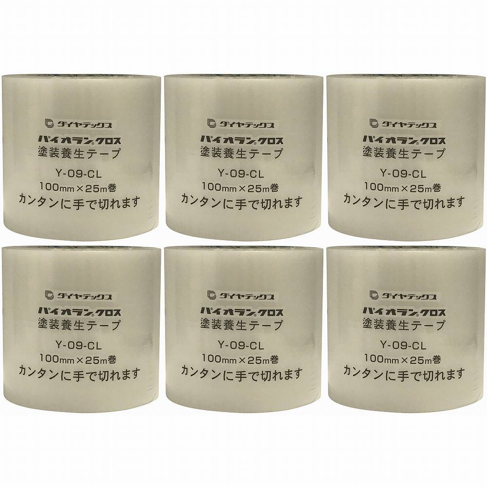 パイオラン　塗装養生用テープ　100mmx25m　クリア 6個セット