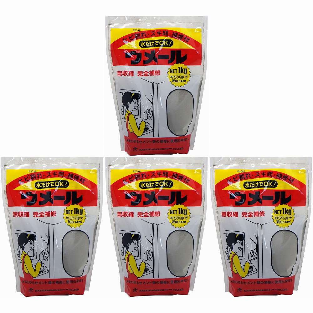 家庭化学工業 - ウメール ヒビ割れ・スキ間・補修材 グレー(1kg) 特長 ●膨張剤配合。●無収縮タイプ。 仕様 ●成分：ポルトランドセメント、砂、その他 ご注意 ●セメントは強アルカリ性なので施工時は必ず手袋等を使用してください。家庭化学工業 - ウメール ヒビ割れ・スキ間・補修材 グレー(1kg) 特長 ●膨張剤配合。●無収縮タイプ。 仕様 ●成分：ポルトランドセメント、砂、その他 ご注意 ●セメントは強アルカリ性なので施工時は必ず手袋等を使用してください。