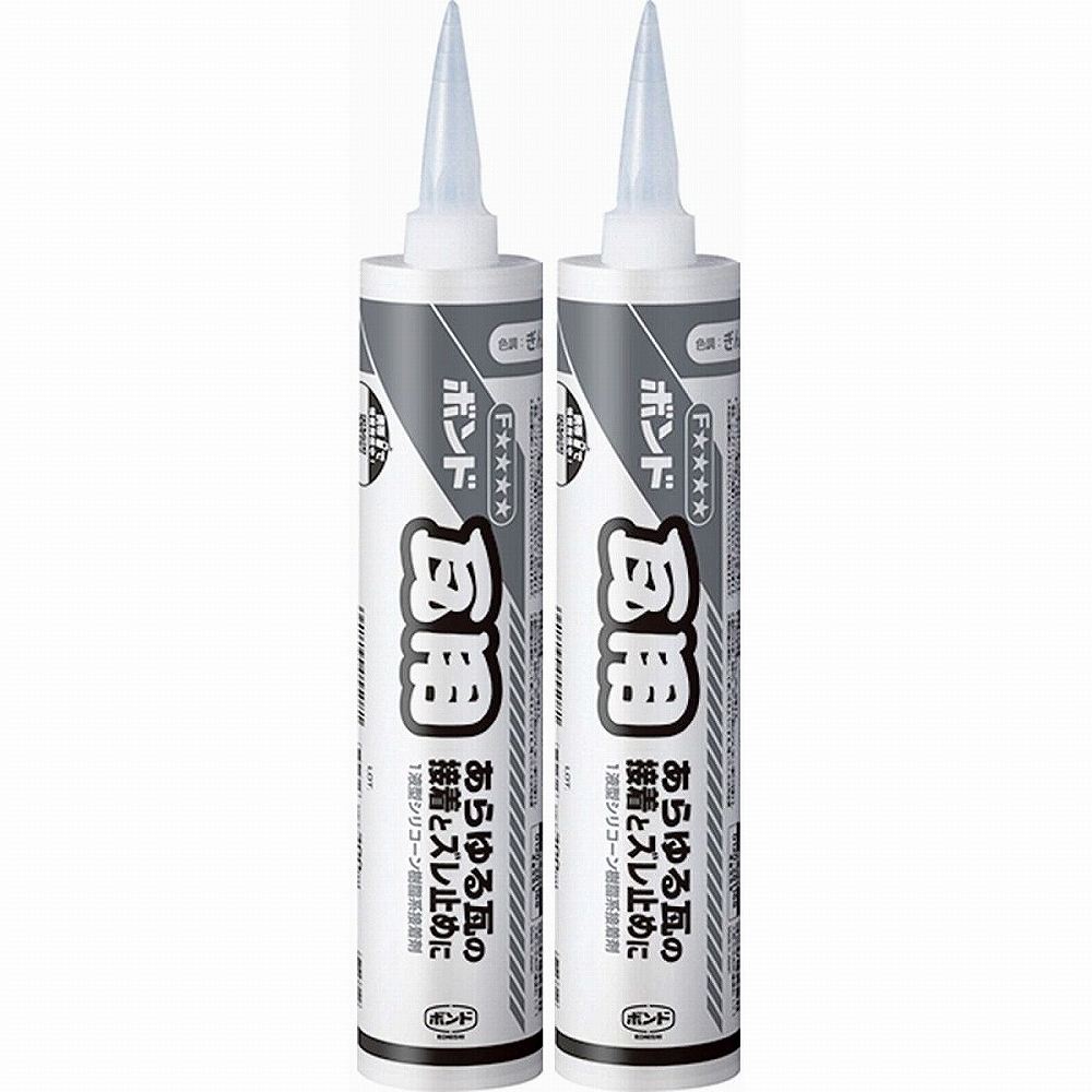 コニシ - ボンド 瓦用 ぎんぐろ(300ml) 特長 ●各種瓦同士の強力接着、棟瓦・丸瓦の重ね接着、平瓦のズレ止めにご使用できます。●接着後は弾力を保ち、ズレ・振動に強く、台風・地震によるハガレ・飛散・ひび割れを防止します。●簡単施工でセメント・しっくい塗りが不要です。●1日で硬化し、作業日日数を短縮。 仕様 ●シリコーン系シーリング材●本体・ノズル：PE　ラベル：PP ご注意 ●いぶし瓦を接着する際は、接着面を必ずヤスリがけをして下さい。●接着面に雨があたると、塗布した周辺から黒ずんだ汚れ(シリコーンオイル汚染）が発生しますので、塗布箇所をご注意ください。●注意事項を必ずお読み下さい。コニシ - ボンド 瓦用 ぎんぐろ(300ml) 特長 ●各種瓦同士の強力接着、棟瓦・丸瓦の重ね接着、平瓦のズレ止めにご使用できます。●接着後は弾力を保ち、ズレ・振動に強く、台風・地震によるハガレ・飛散・ひび割れを防止します。●簡単施工でセメント・しっくい塗りが不要です。●1日で硬化し、作業日日数を短縮。 仕様 ●シリコーン系シーリング材●本体・ノズル：PE　ラベル：PP ご注意 ●いぶし瓦を接着する際は、接着面を必ずヤスリがけをして下さい。●接着面に雨があたると、塗布した周辺から黒ずんだ汚れ(シリコーンオイル汚染）が発生しますので、塗布箇所をご注意ください。●注意事項を必ずお読み下さい。