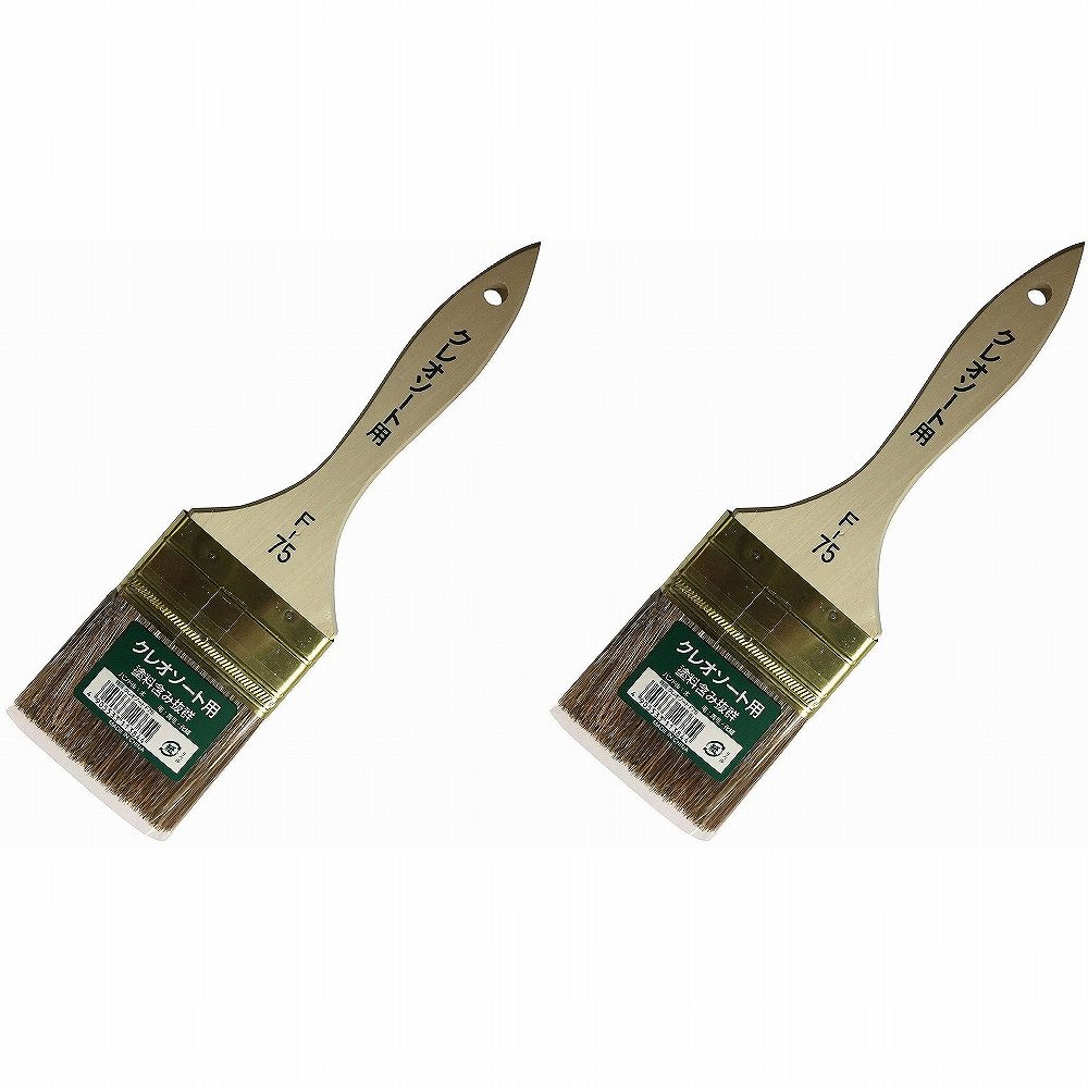 ハンディ・クラウン - 特用 クレオソート塗装専用刷毛 F75(75mm) 特長 ●耐久性に優れています。 仕様 ●毛材：馬毛、化繊●柄：自然木●止め金具：スチール ご注意 ●用途以外に使用しないでください。●毛払いをしないで使用しますと、抜け毛が塗装面に付着する場合がありますので、手で不要な毛を払ってから、ご使用ください。ハンディ・クラウン - 特用 クレオソート塗装専用刷毛 F75(75mm) 特長 ●耐久性に優れています。 仕様 ●毛材：馬毛、化繊●柄：自然木●止め金具：スチール ご注意 ●用途以外に使用しないでください。●毛払いをしないで使用しますと、抜け毛が塗装面に付着する場合がありますので、手で不要な毛を払ってから、ご使用ください。