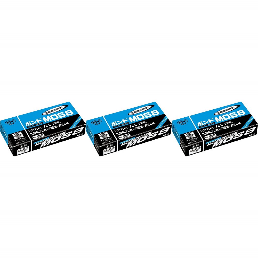 コニシ - ボンド MOS8 箱(200g) 特長 ●2液混合型、用途広い、弾力性、耐熱、耐寒、耐久。●難接着材であるエンジニアリングプラスチック・工業用ゴムの接着に。 仕様 ●成分：エポキシ・変成シリコーン樹脂系 ご注意 ●用途以外には使用しないで下さい。●目立たない箇所であらかじめ試してからご使用ください。●幼児の手の届くところに置かないでください。●高温多湿、直射日光のあたる所に保管しないでください。●注意事項を必ずお読み下さい。コニシ - ボンド MOS8 箱(200g) 特長 ●2液混合型、用途広い、弾力性、耐熱、耐寒、耐久。●難接着材であるエンジニアリングプラスチック・工業用ゴムの接着に。 仕様 ●成分：エポキシ・変成シリコーン樹脂系 ご注意 ●用途以外には使用しないで下さい。●目立たない箇所であらかじめ試してからご使用ください。●幼児の手の届くところに置かないでください。●高温多湿、直射日光のあたる所に保管しないでください。●注意事項を必ずお読み下さい。