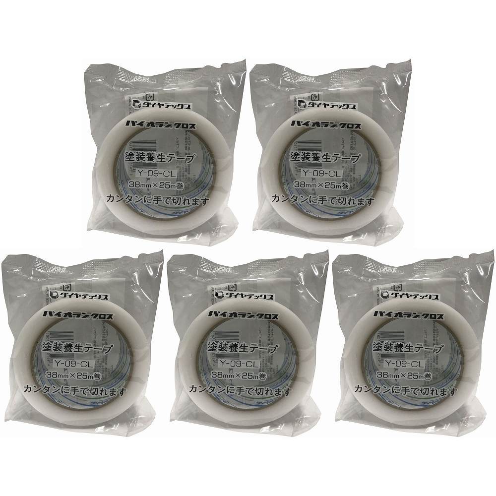 パイオラン　塗装養生用テープ　38mmx25m　クリア 5個セット